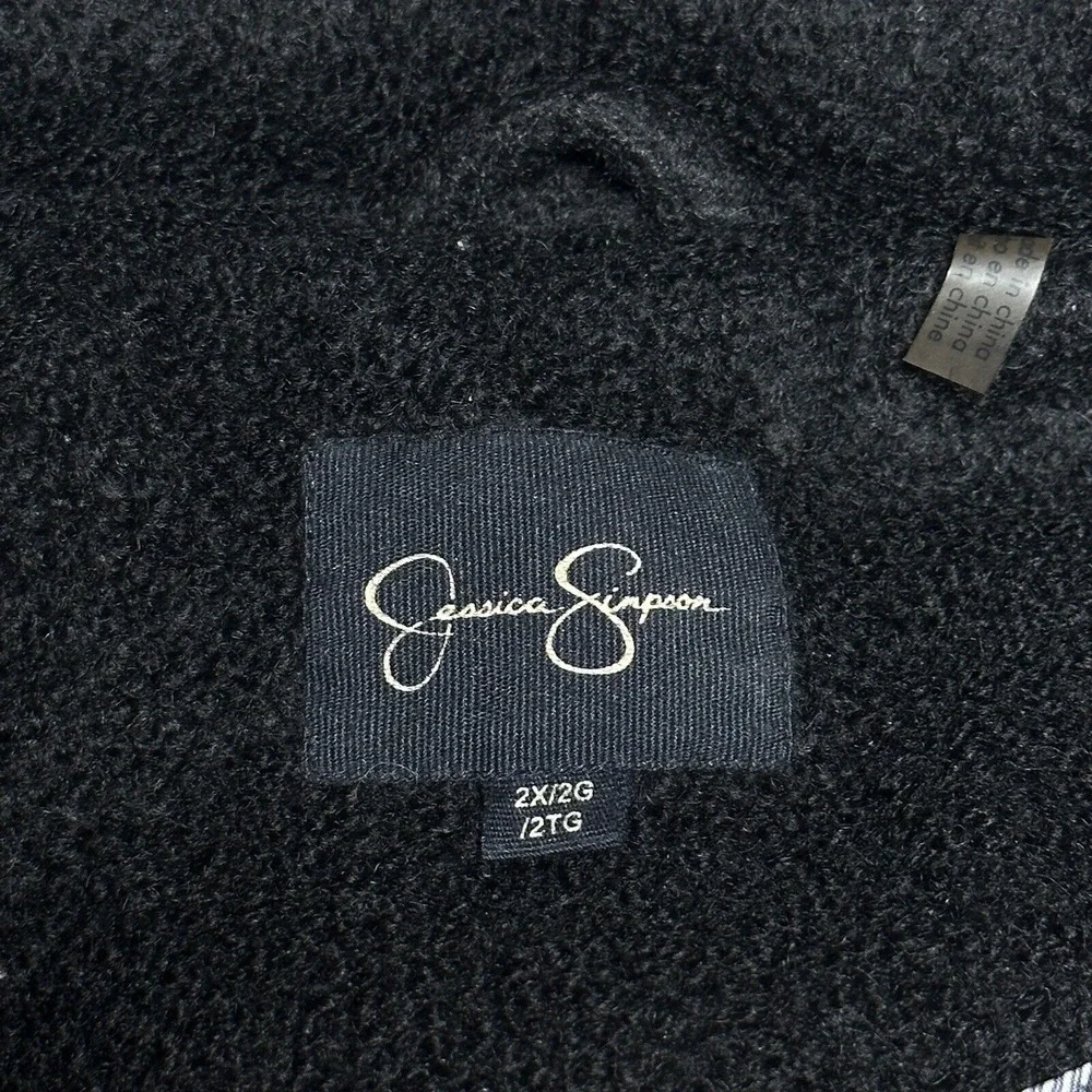 Jessica Simpson Black Wool Blend Boucle Textured Long Coat Women's Size‎ 2X